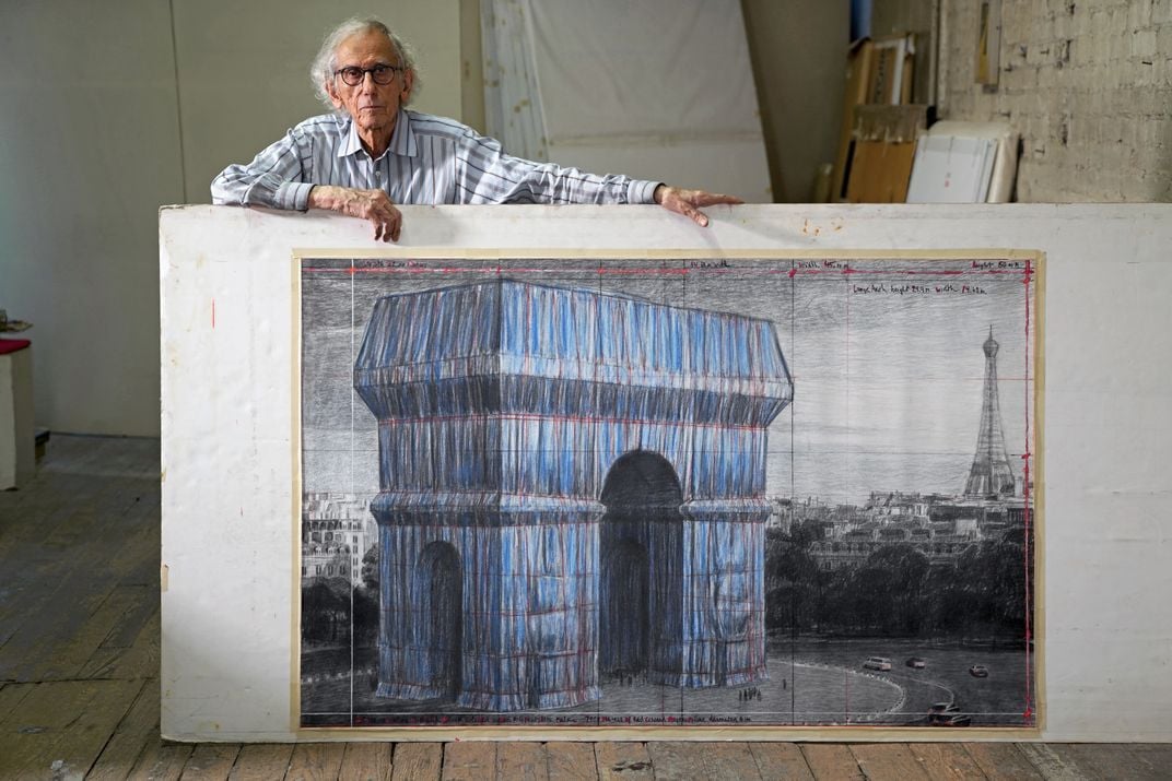 The Arc de Triomphe Is Wrapped in Fabric, Just as the Late Artists Christo and Jeanne-Claude Planned It