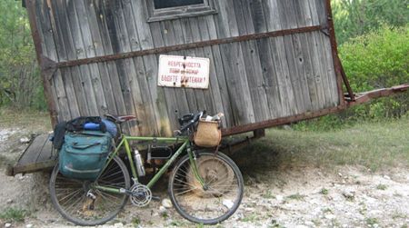 A relic from the communist era lies along the road to the Kabata Hut.