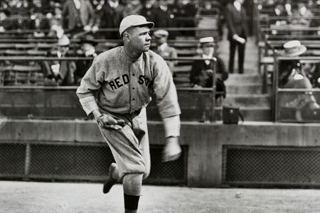 Babe Ruth pitching for the Boston Red Sox