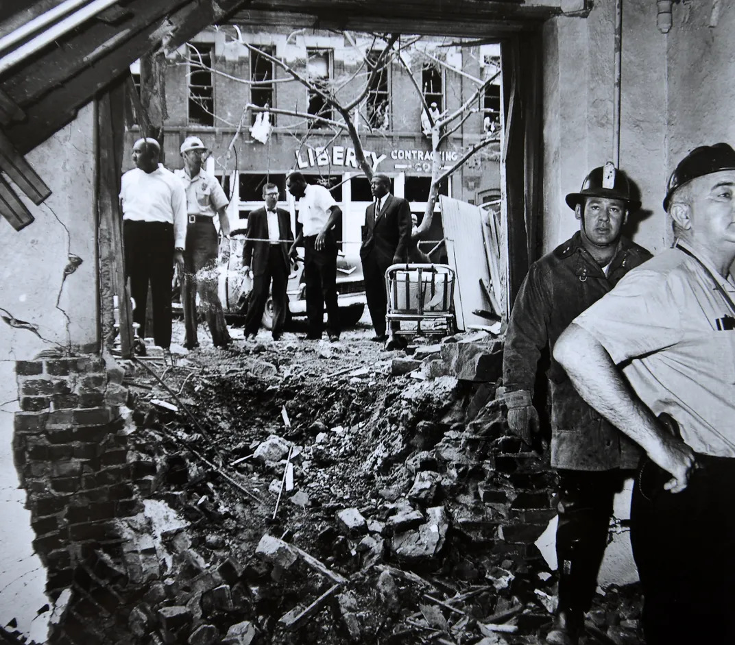 A Birmingham News photo of the aftermath of the Birmingham church bombing