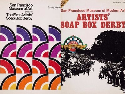 San Francisco Museum of Art program for the first artists' soap box derby, 1975 May 18. Jan Butterfield papers, 1950-1997; Official magazine of the San Francisco Museum of Modern Art artists' soap box derby, 1978 May 21. Jan Butterfield papers, 1950-1997