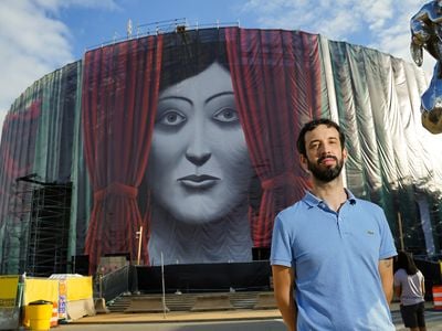 &quot;As an artist and an art lover,&quot; says the&nbsp;artist Nicolas Party, his site-specific, 829-foot work,&nbsp;Draw the Curtain,&nbsp;&quot;is a way to pay homage&quot; to the many art museums located in Washington, D.C. The Hirshhorn invited Party to help to disguise&nbsp;construction scaffolding as it undergoes a lengthy renovation.