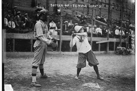 Starting New York Giants catcher John Tortes "Chief" Meyers in an unspecified game against the female team in 1913. 