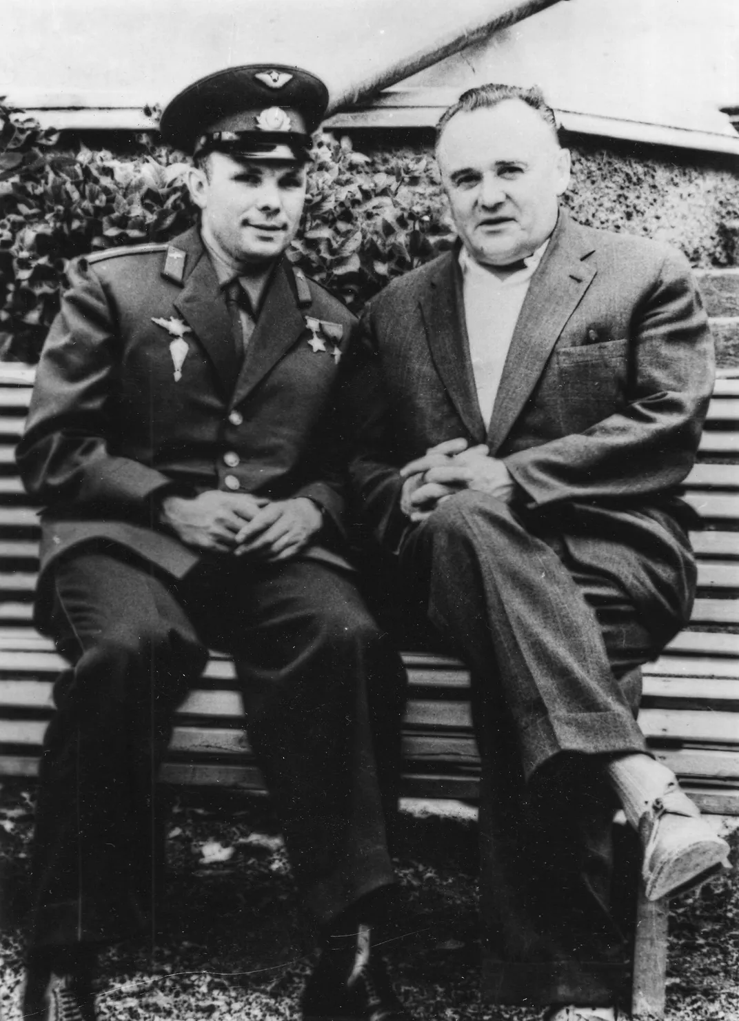 Gagarin (left) and Sergei Korolev (right)