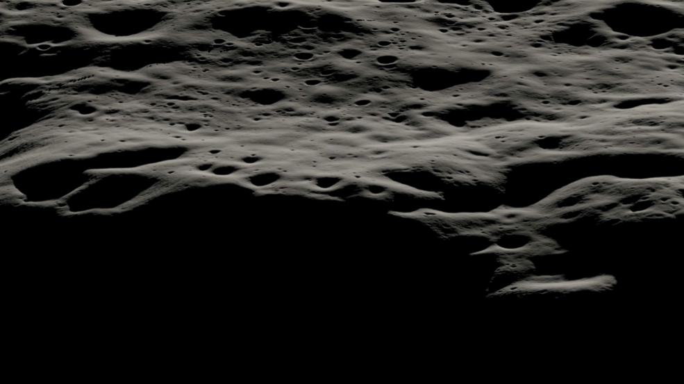 A data visualization showing the dark pocked surface of the moon