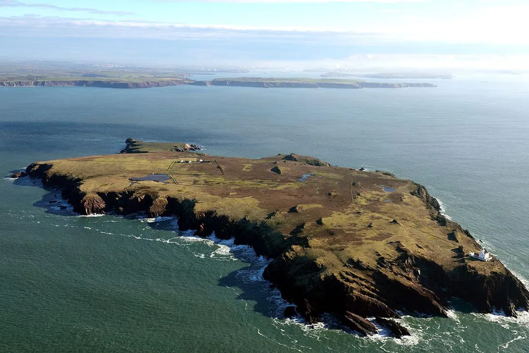 Aerial view of Skokholm Island