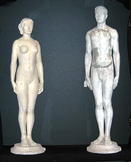 Half-life size plaster models of Norma and Norman