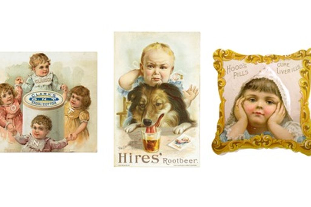 Pictures of children were used in these 19th-century advertising cards.