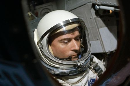 John Young, just before the launch of his first space mission, Gemini 3, in 1965.