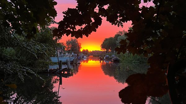 Sunset at a marina on the outskirts of Amsterdam thumbnail