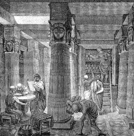 “The Great Library of Alexandria” by O. Von corven, c 19th century.