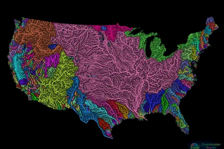 River basin map of the contiguous United States
