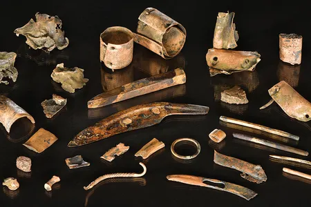 The tools and objects carried by an ancient warrior from a major battle in Europe more than 3,000 years ago. 