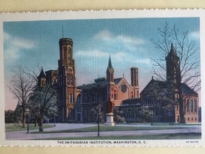 Postcard of the Smithsonian Institution Castle sent in 1939 from my mom in Washington, D.C. to my uncles in Casper, Wyoming—nearly 80 years before I started working at the Smithsonian. (Kirk Johnson)