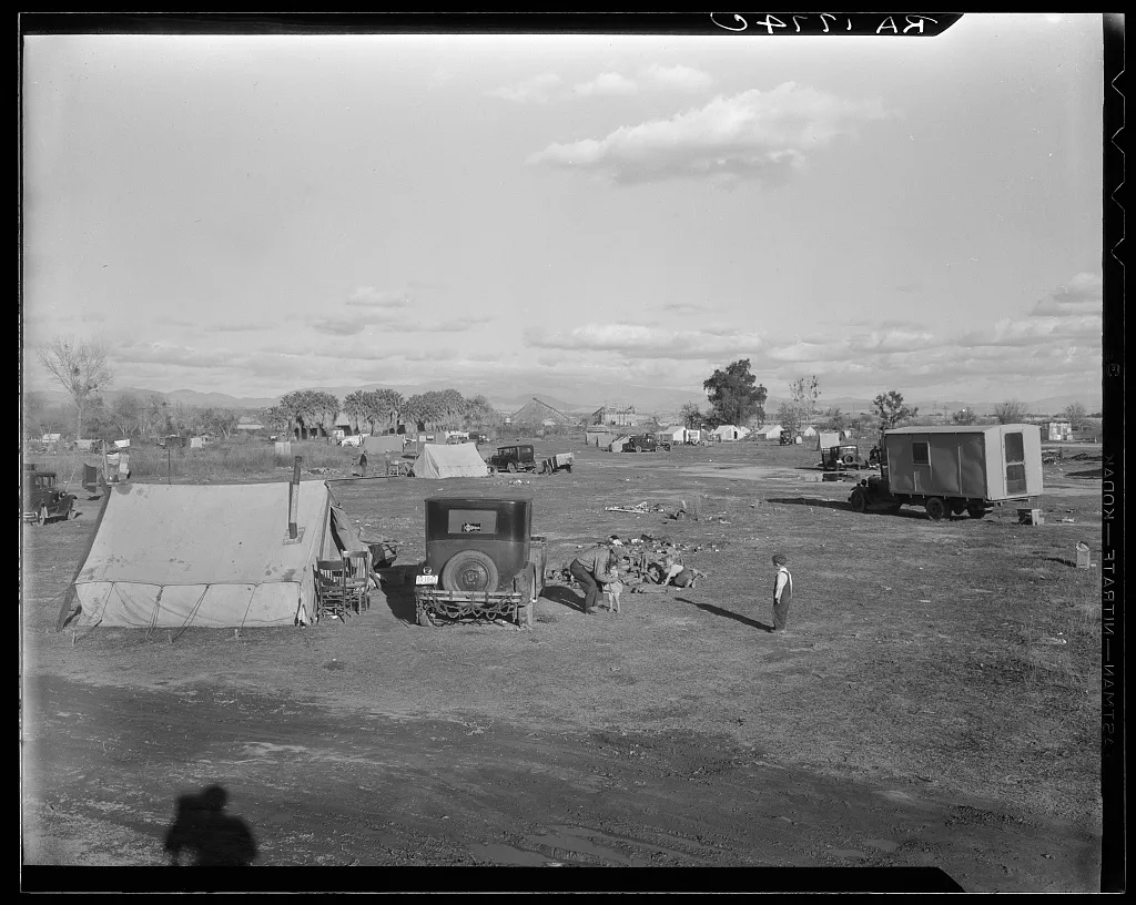 A "Hooverville" in Bakersfield, California, in April 1936