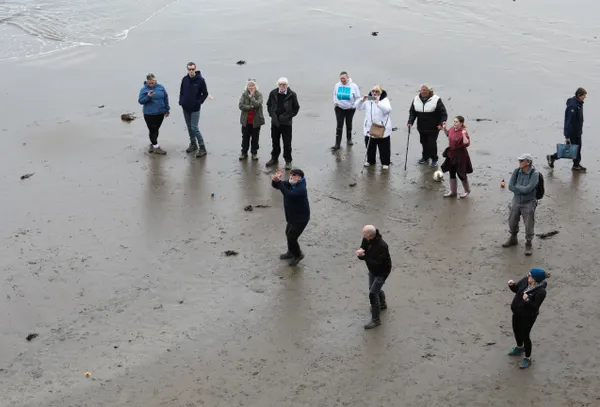 Egg throwing competition on the beach thumbnail