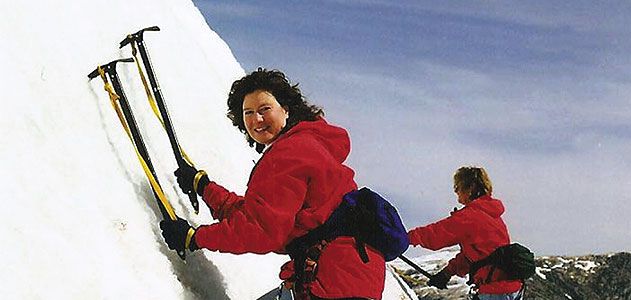 The author exploring a glacier in Alaska