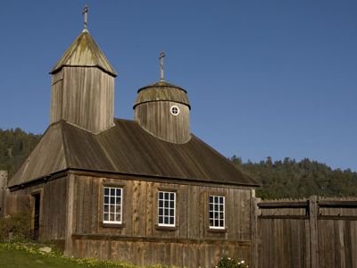 About 90 miles north of San Francisco lies Fort Ross, a site chosen to be the Russian empire's only colony in what would later become the contiguous United States. Pictured is a Russian Orthodox chapel at Fort Ross.