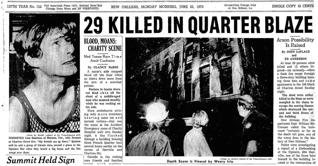 A June 25, 1973, article about the UpStairs Lounge fire in New Orleans