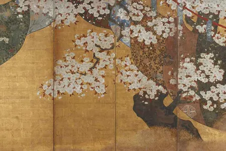 Wind-screen and cherry tree, unknown artist, (detail) Edo period, 1615-1868