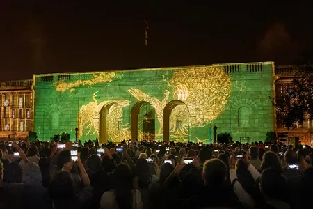 Highlighting the breadth of the collection, the exterior of the museum was draped with images of the artworks in the Freer and Sackler Galleries, including Whistler’s famed Peacock Room
