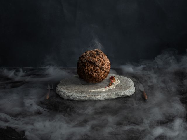 The meatball made with woolly mammoth DNA was unveiled at a museum in the Netherlands this week.