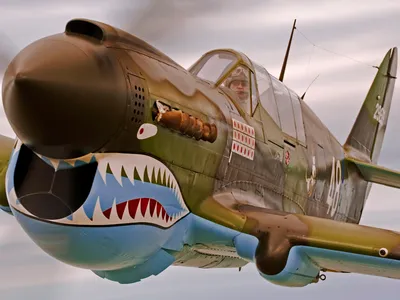 ★ Curtiss P-40 Warhawk ★ An all-metal, 300 mph fighter, the P-40 was the frontline U.S. fighter when the war began. It was made famous by Claire Chennault’s Flying Tigers, who, among other squadrons, painted shark’s teeth on its nose.