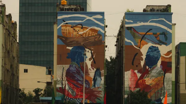 Fishermen life on a wall painting thumbnail