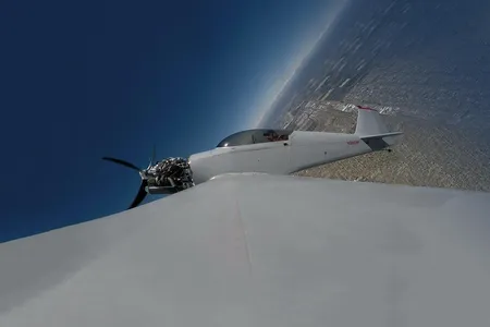 There was nothing but blue sky in pilot Dan Gray’s view while he pitched up at nearly 60 degrees for his record-breaking climb.