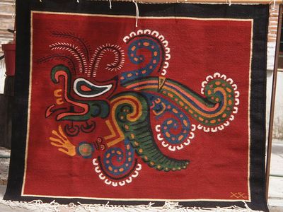 "Olmec butterfly" rug by Isaac Vasquez of Oaxaca