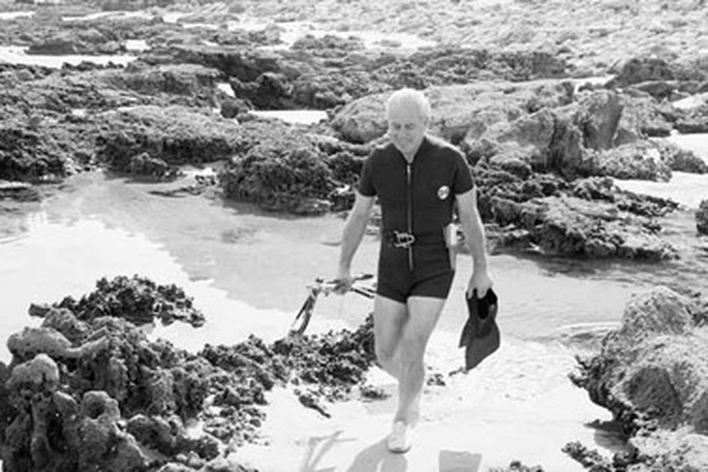 Harold Holt, the Australian Prime Minister, taking a swim