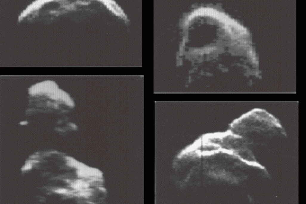 Radar images of Toutatis captured during its 1992 flyby.