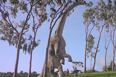 Computer-generated dinosaurs walk the Earth