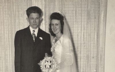 Temple Leslie and Rosalie Bourland on their wedding day