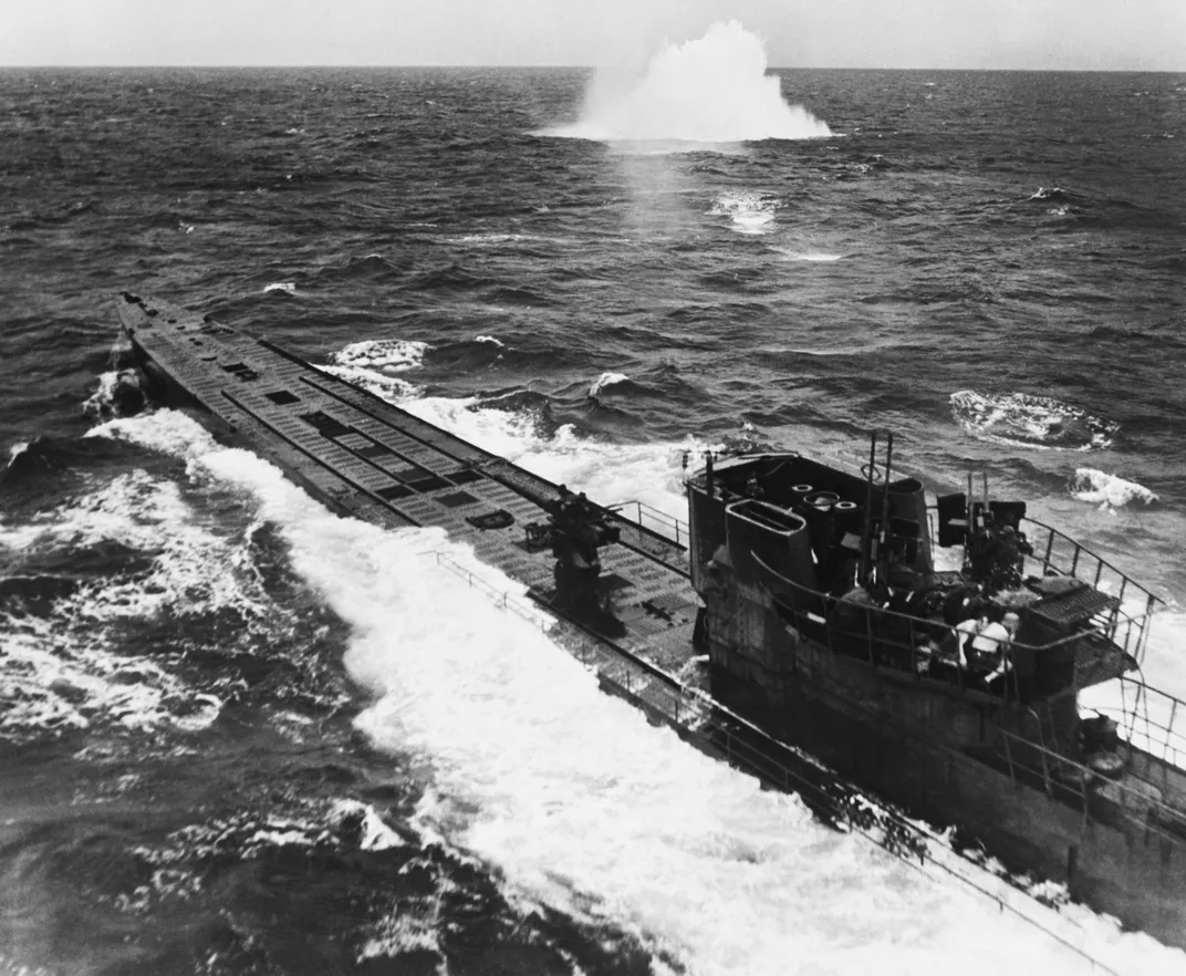 German U-boat under attack