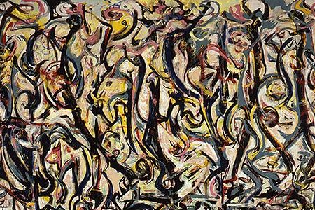 Art historian Henry Adams contends that Pollock created Mural around his name, discernible as camouflaged letters.