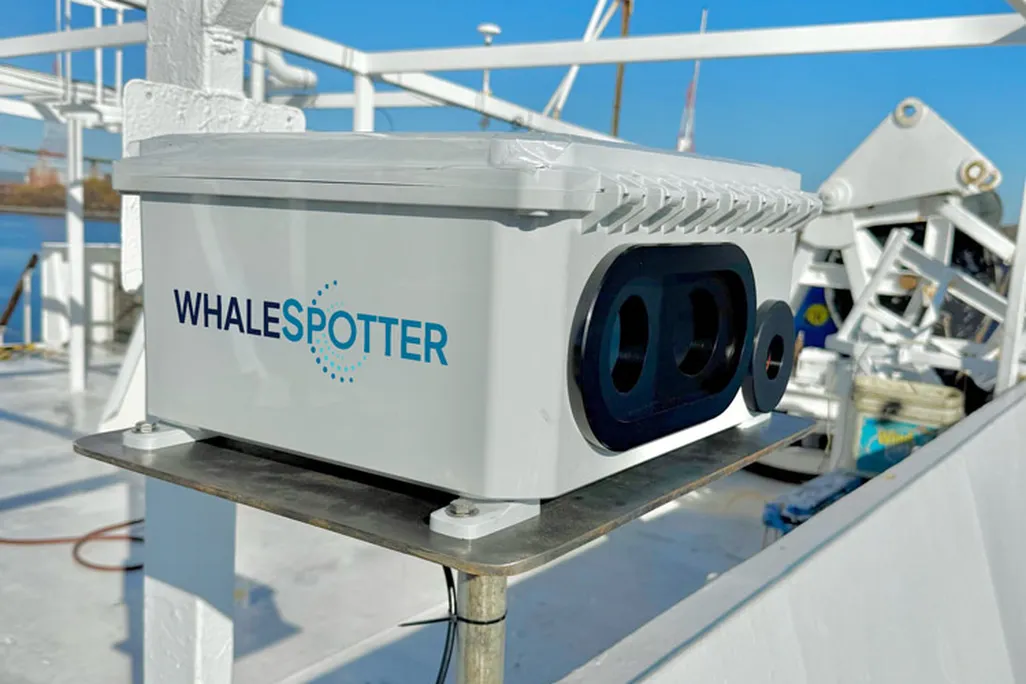 A light-colored box that says WhaleSpotter on the side