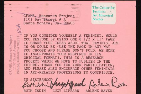 The original call for submissions that was mailed out for the 1977 iteration of "What is Feminist Art?"