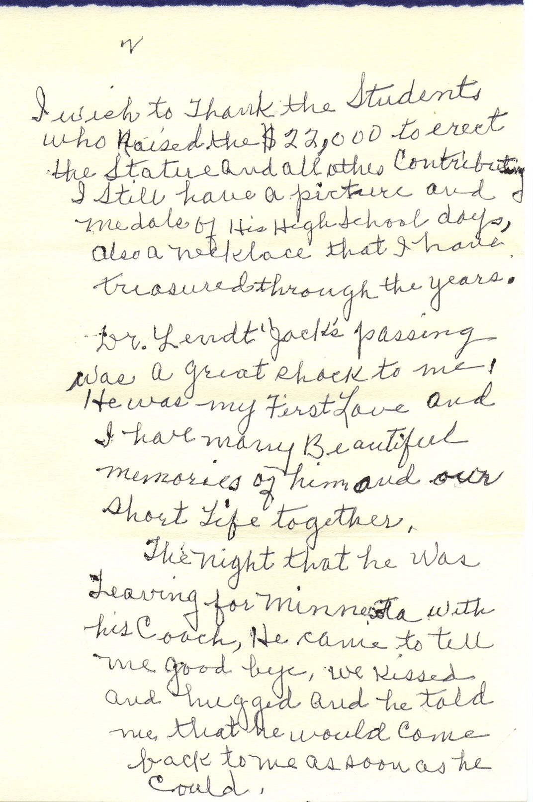 A page from a letter by Cora Mae Trice