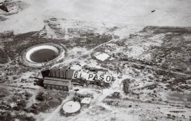 The roof of the building chosen to host El Paso's air marker required some ingenuity in siting the letters.