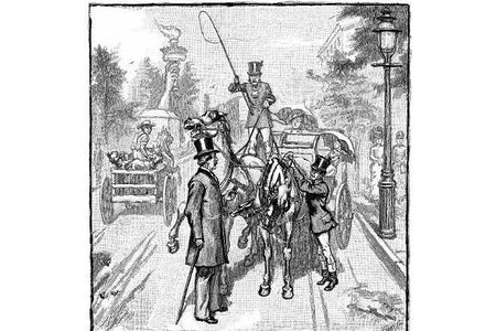 The caption to this cartoon from 'Scribner's Monthly' reads "Henry Bergh on Duty"