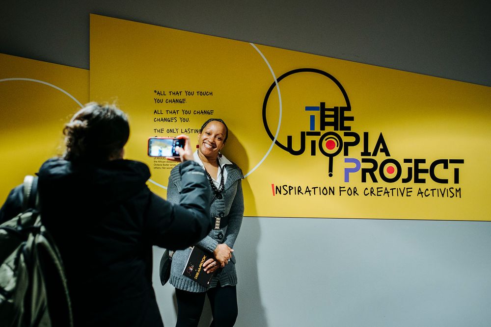 Visitors Make a Selfie at Utopia Project entrance