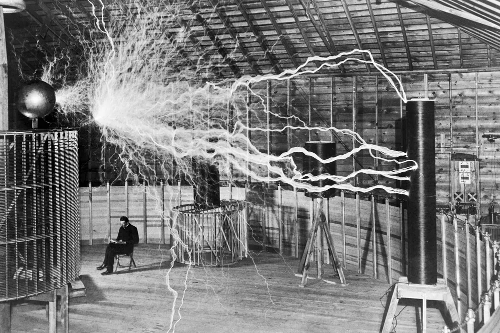 Tesla in his lab