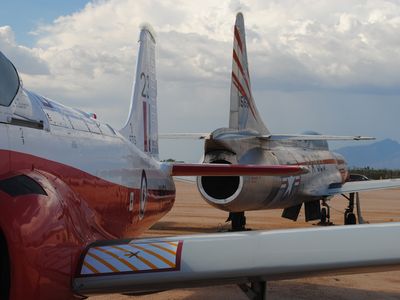 A Hawker Jet Provost and a Lockheed F-94 Starfire at Pima.