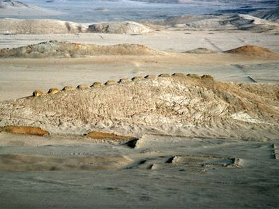 A view of the Thirteen Towers of Chankillo, in Peru.