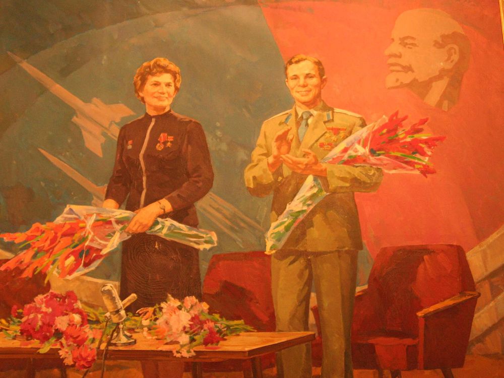 Valentina Tereshkova, first woman in space, and Yuri Gagarin