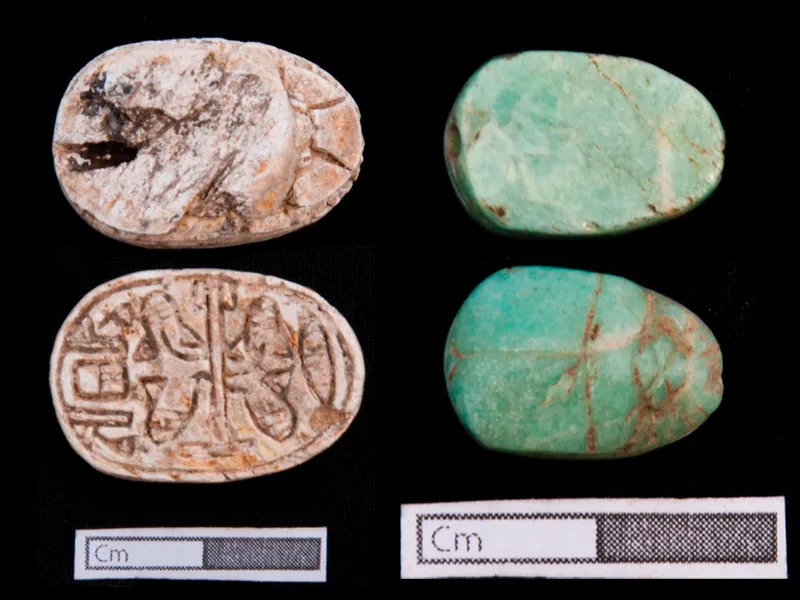 Grave goods recovered at the archaeological site