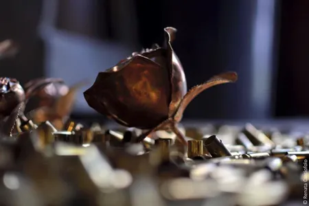 Weapons from the Falkland War are melted down for the project, which brings together British and Argentinian families affected by the conflict.