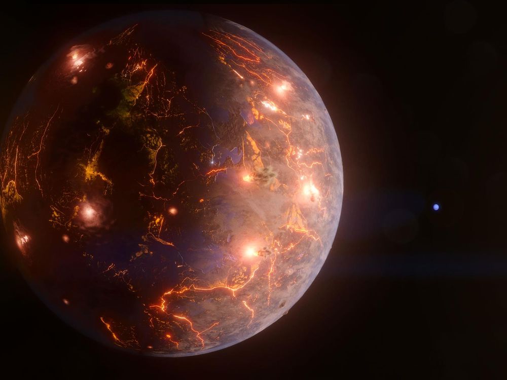 Illustration of planet with fiery cracks all over it
