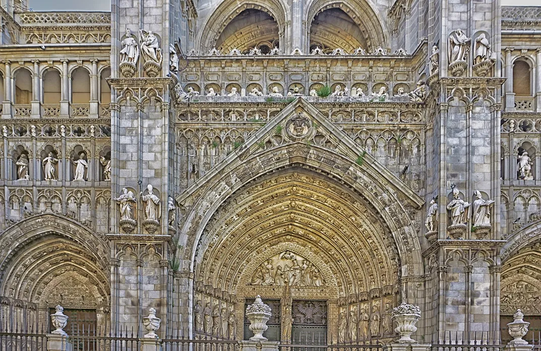The High Gothic facade of the Toledo cathedral